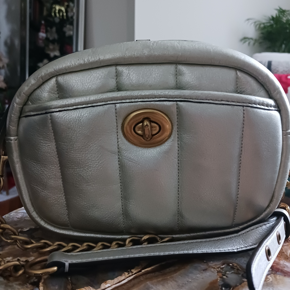 Coach Elegant Silver Leather Crossbody Bag